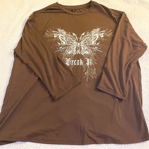 Brown dress with white butterfly 🦋🤍              😊Plus sized😊